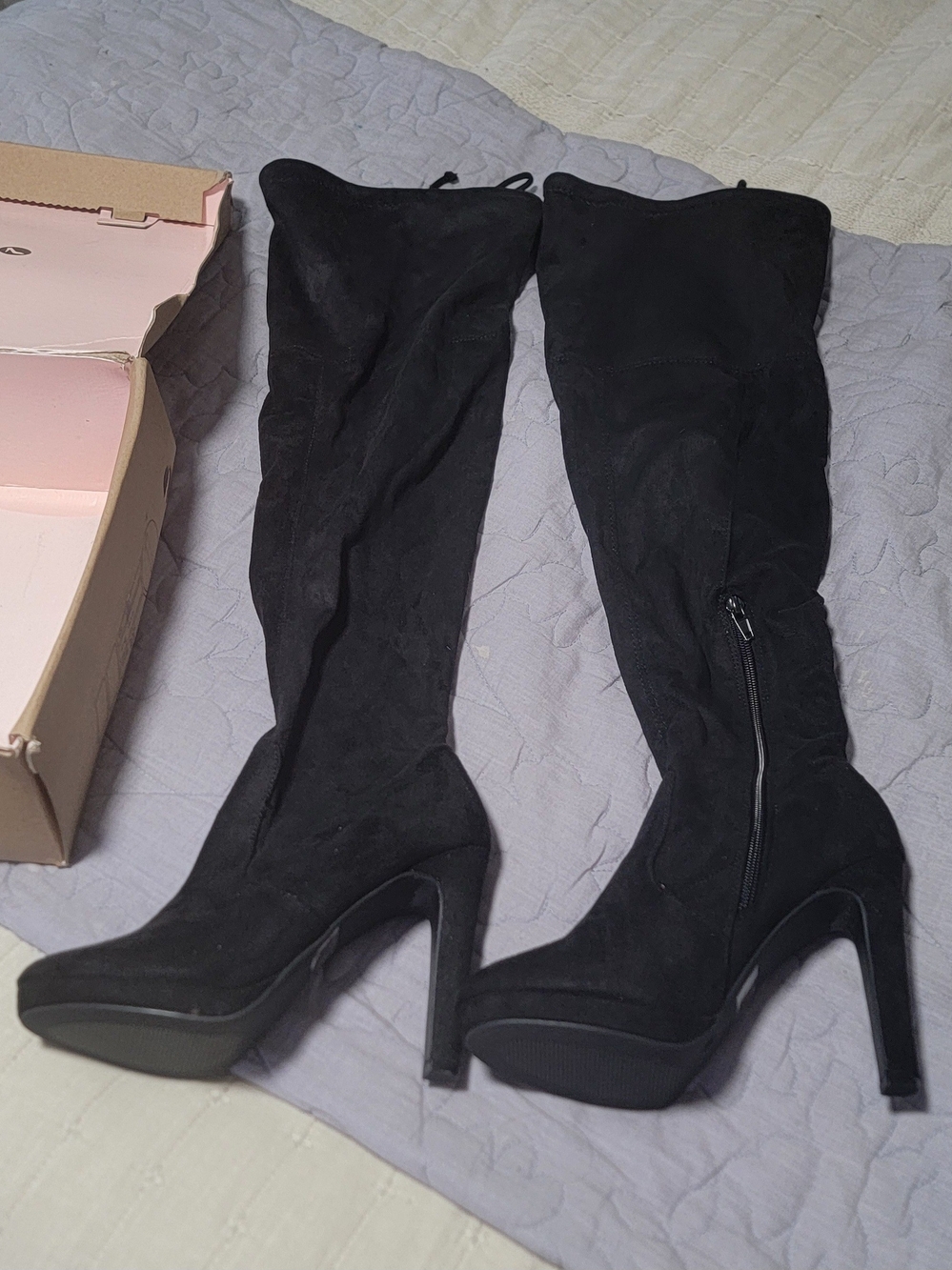 Black Over The Knee Platform High Heel Boots Size 8